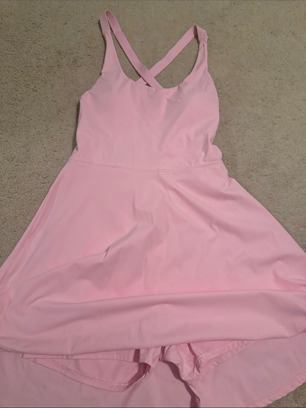 Amazon Pink Crisscross Back Skater Dress